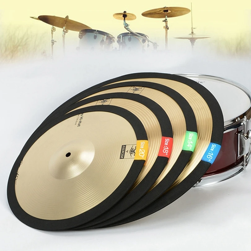 14/16/18/20 Inch Cymbal Mute Circle Ring Drum Set Hi-hat Practice Silencer Cymbal Mutes Elastic Belt Sound Control Rings