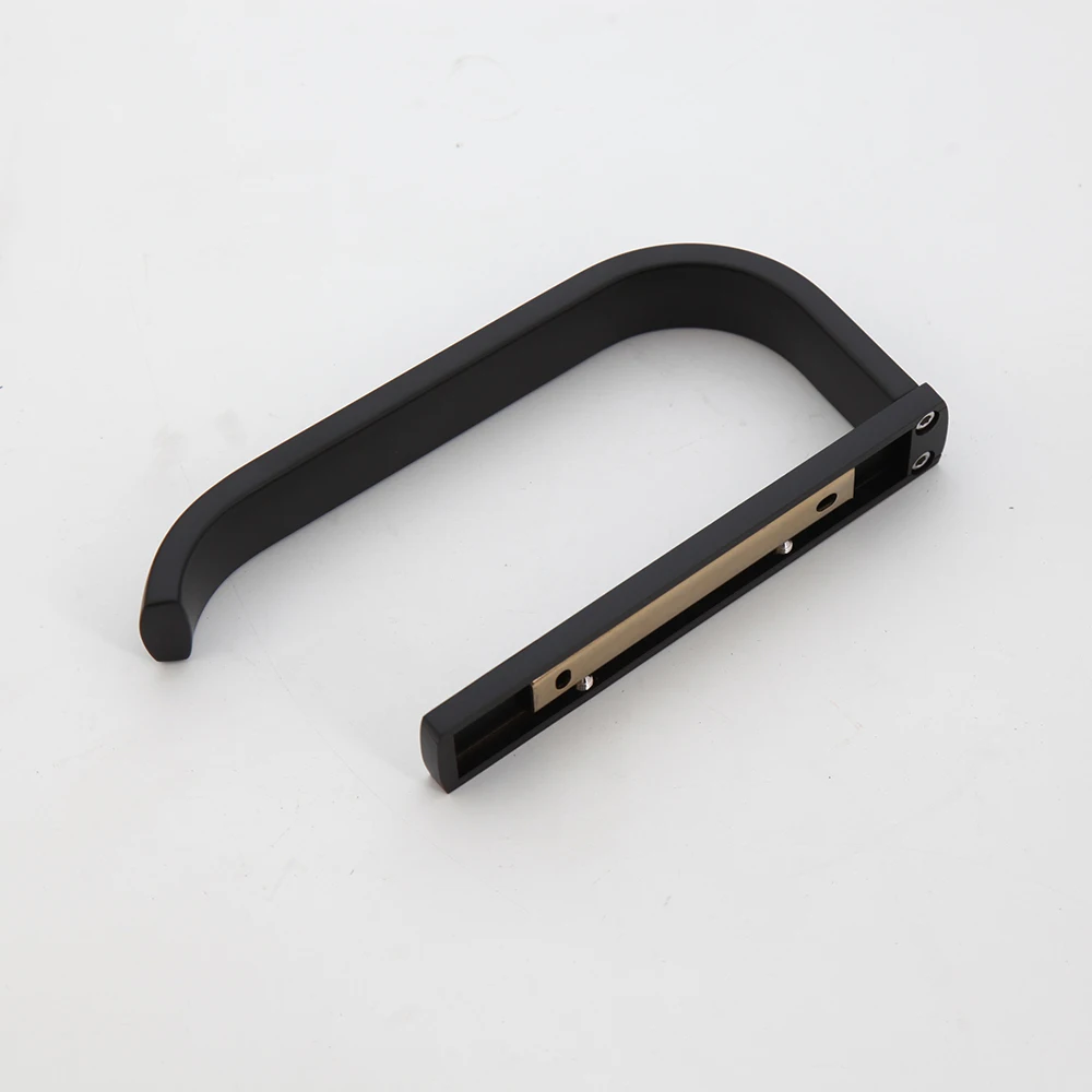 Torayvino Matte Black & Chrome Polished Bathroom Shelf Paper Holder Coat Hook Towel Rack Simple Style Hardware Accessories Set