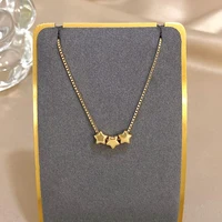 Collier de perles étoiles Triple couleur pour femmes et filles, mignon, à la mode, plaqué or, en acier inoxydable, bijoux imperméables 2