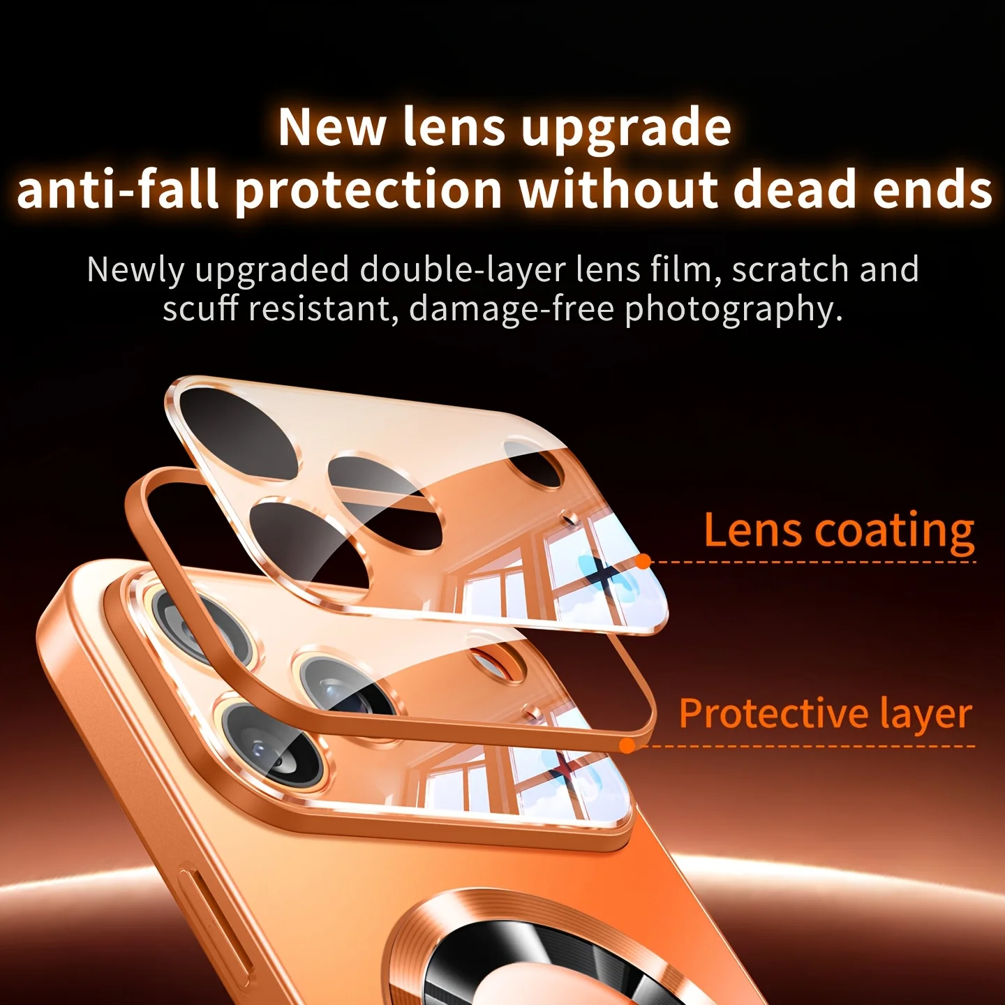 Luxury Titanium Metallic Matte MagSafe Case with Glass Lens Protector Back Cover