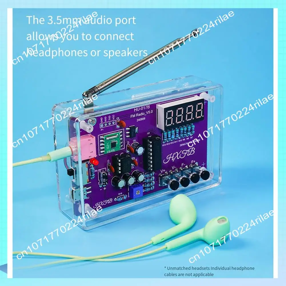 A17Z 새로운 HU-017B DIY FM 라디오 전자 키트 조정 가능한 주파수 87-108Mhz 디지털 디스플레이 DIY 납땜 프로젝트 연습