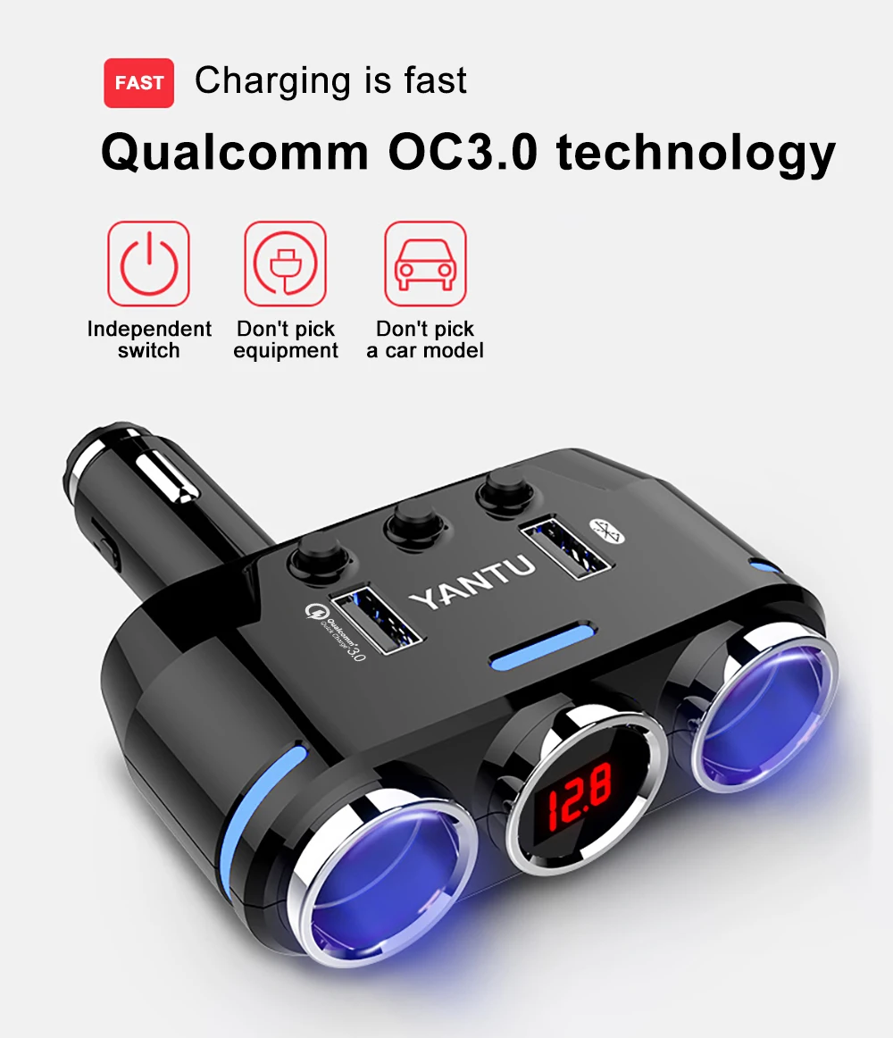 ڵ    й ÷, 12V-24V, LED USB  ÷  Ʈ, 3  ڵ, ޴ DVR ׼