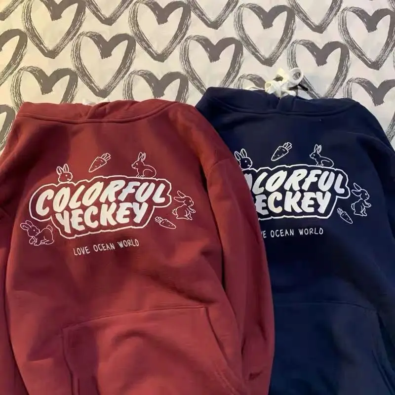 Kawaii Hoodie Long-Sleeved Casual Cute Rabbit Style Women'S Men Top 2023 Loose Ulzzang Fashion Women'S Sweatshirt