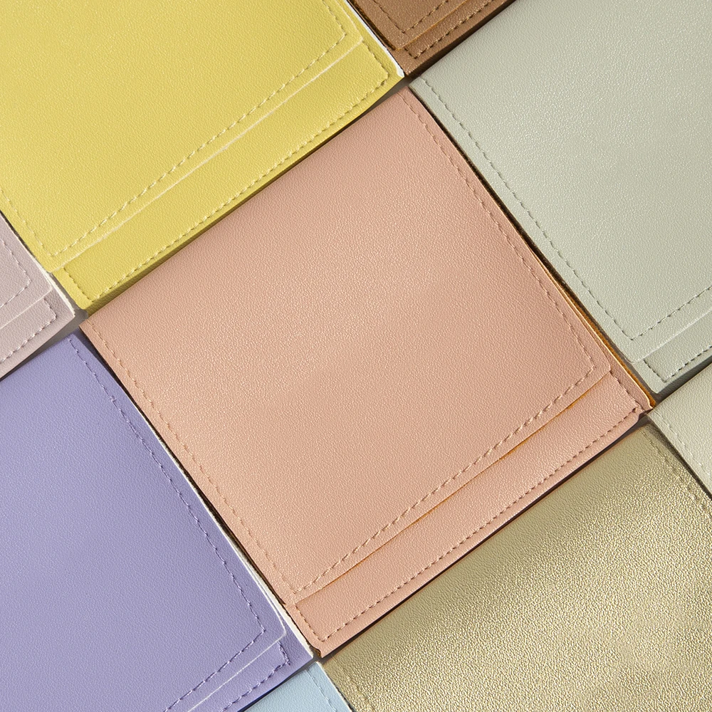 100pcs PU Leather Envelope Jewelry Pouches Gift Bags Earrings Necklace Brooch Package Supplies Small Jewellery Travel Packaging