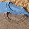 DjzDsm 100% Pure Wool Men's O-Neck Pullover Solid Large Size Loose Casual Sweater Spring and Autumn Can Be Outdoor 3