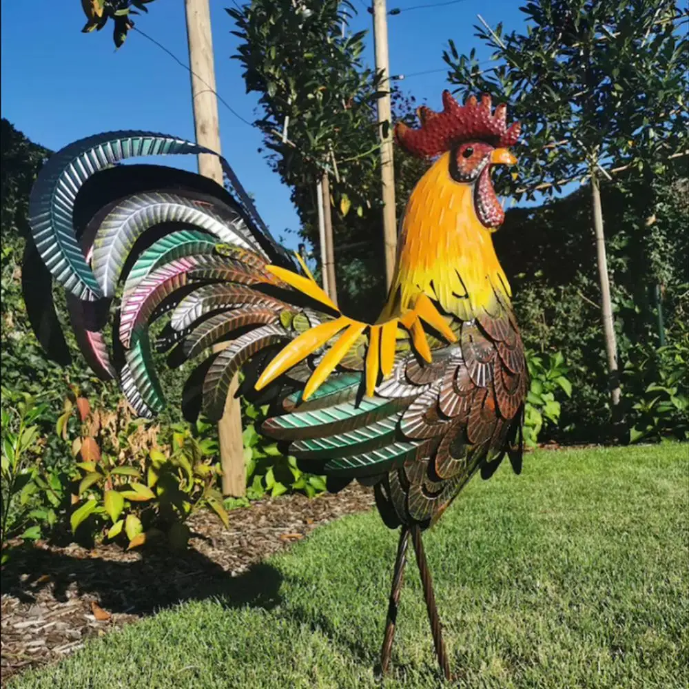

Metal Chicken Sculpture Handmade Chicken Statue For Yard Decor Rooster Statues Sunscreen Chicken Lawn Ornament Waterproof