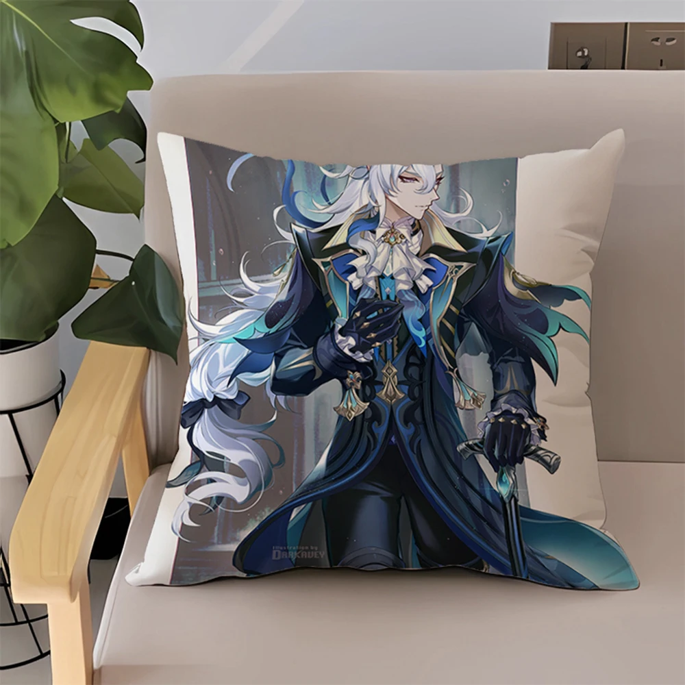 

Neuvillette Genshin Impact Double-sided Printing Decorative Pillowcase 45x45 Pillow Covers Decorative Car Sofa Cover Short Plush