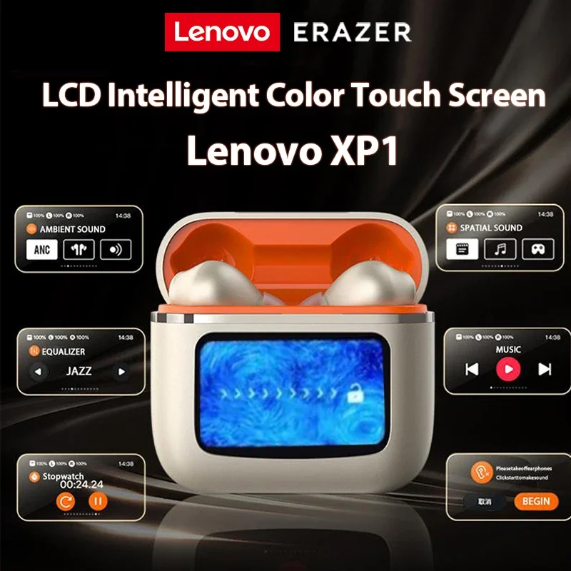Original ERAZER XP1 Bluetooth Earphones LCD Intelligent Color Screen Wireless Headphones Touch Screen Global Language