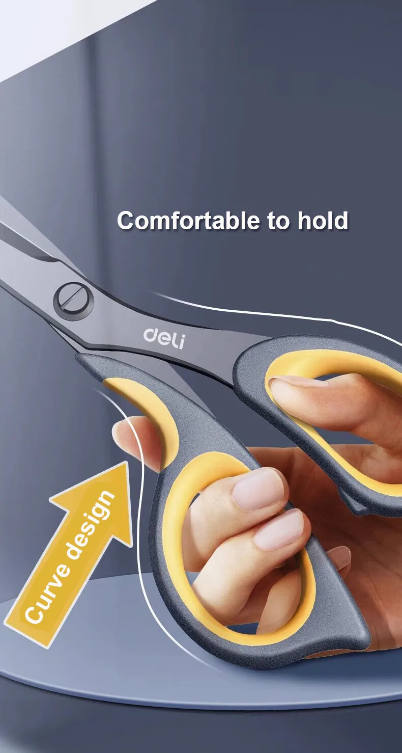 Anti-Stick Scissors - 175mm Deli Craft  Stationery Tool for Office School DIY
