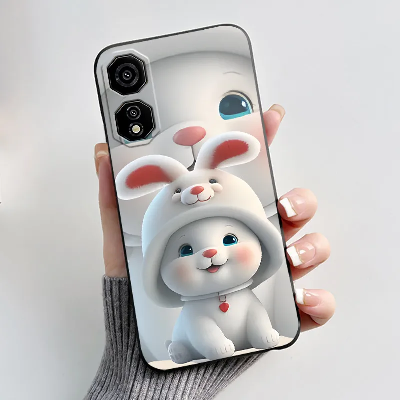 Cute Love Heart Rabbit Black Silicone Soft Protective Phone Case