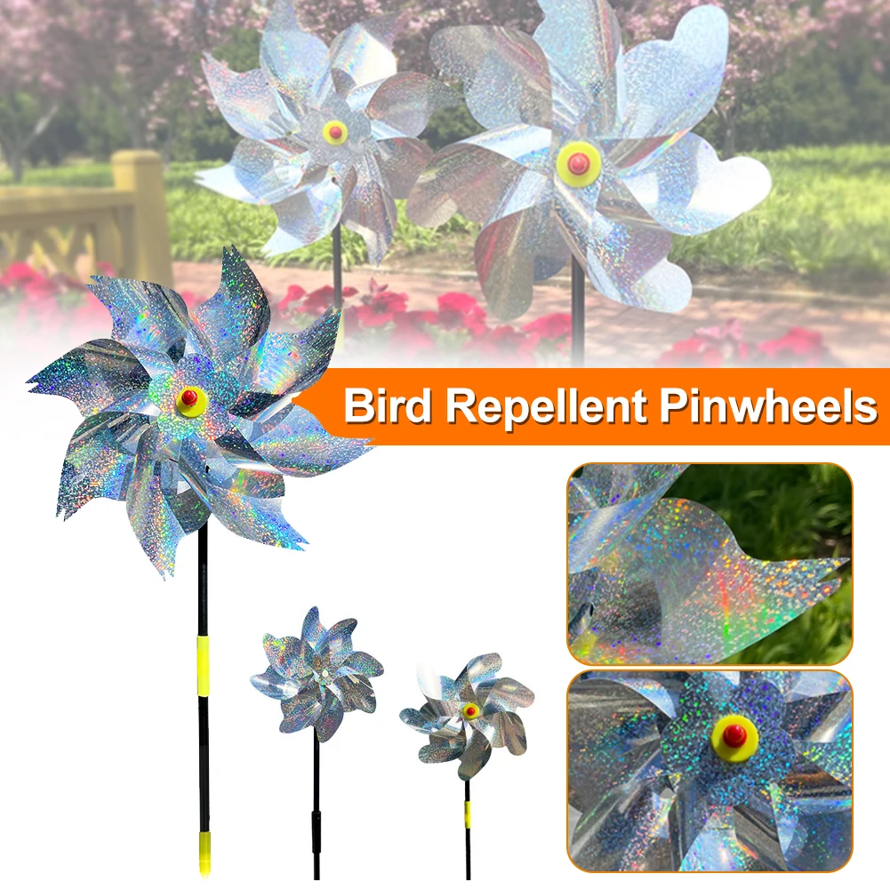 7/8 Leaves Bird Repeller Windmill Spinner DIY Birds Deterrent Silver