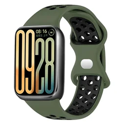 Breathable Sports Silicone Strap Replacement Wristband for mi band 9 pro (3 Army Black)
