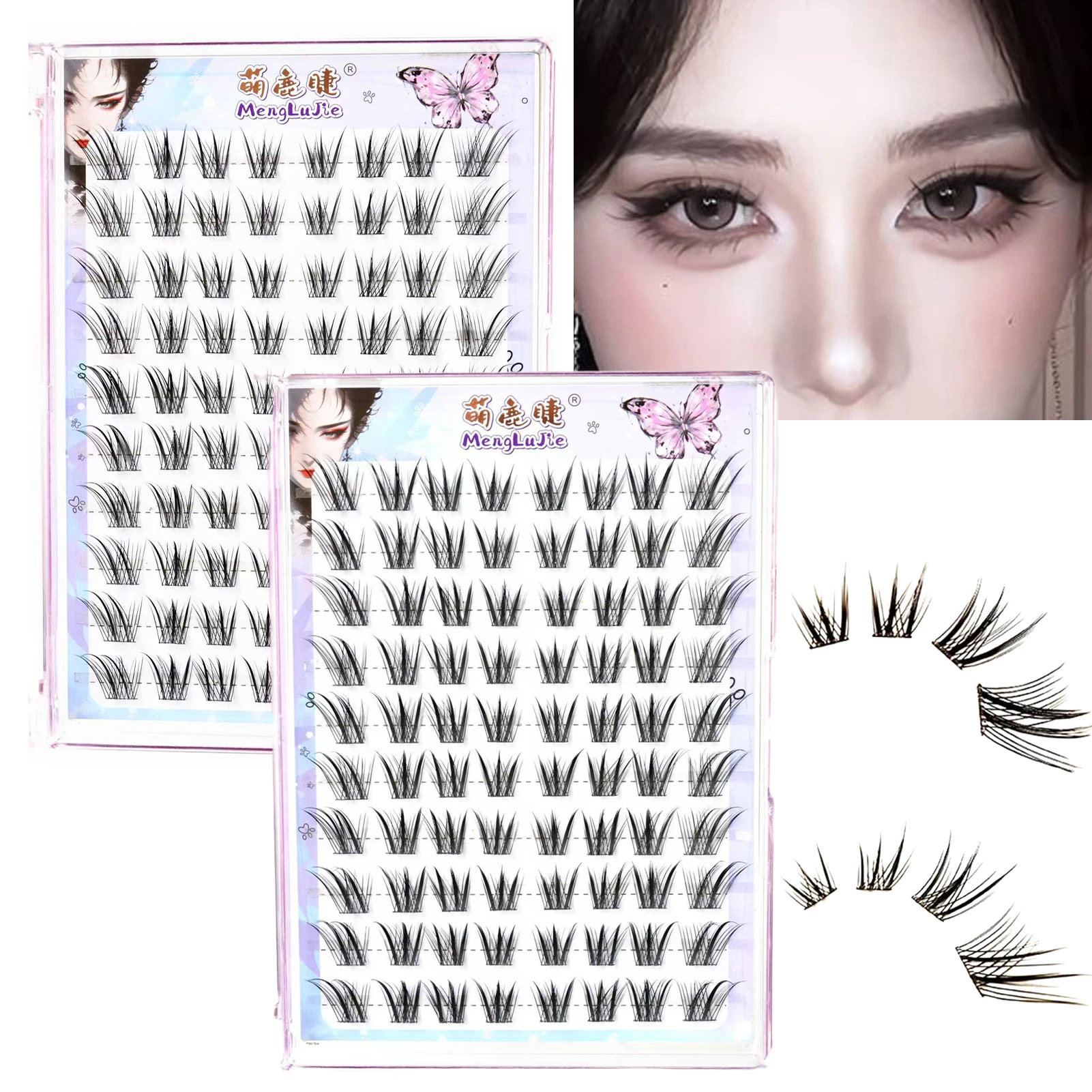 New Chinese Style False Eyelashes Foxes Style Dense Single Cluster Segmented Natural Wispy Lash Enlarge Eyes Perfect Eye Makeup