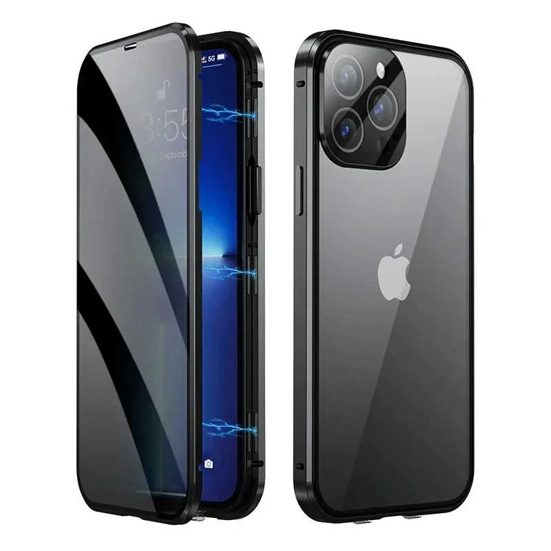 Premium Double-Sided Magnetic Privacy Case with Full Lens Protection and Snap Lock Cover