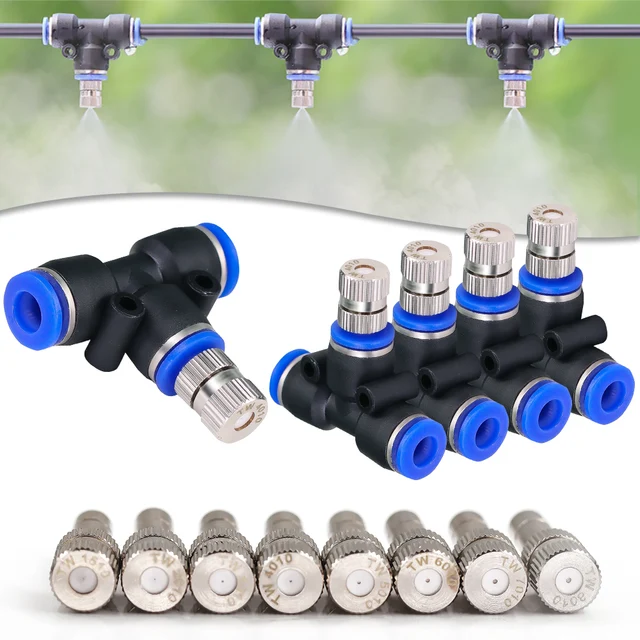 6mm Low-pressure Misting Nozzles Quick Connecter Cooling System Slip Lock Garden Irrigation Fine Atomization Sprayer Water Push