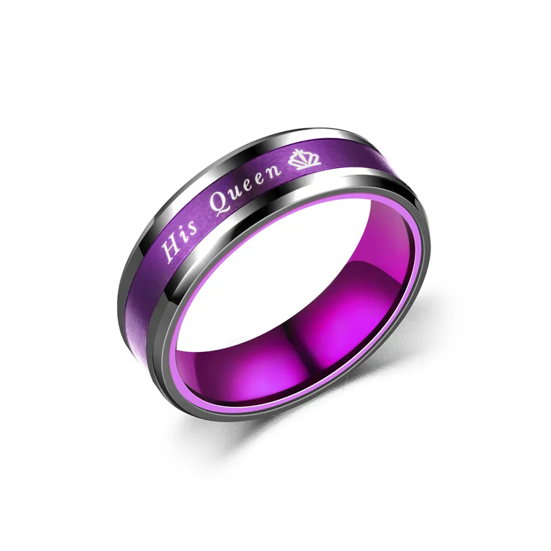 Couple Rings Her King His Queen Stainless Steel for Women Men Crown Romantic Anniversary Wedding Bands Jewelry Gifts