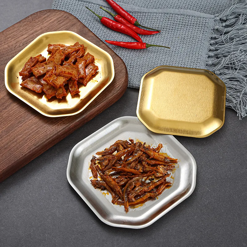 304 Stainless Steel Main Dinner Plate Square Snack Seasoning Tray Sauce Dipping Dish Tableware Home Kitchen Food Container Tools