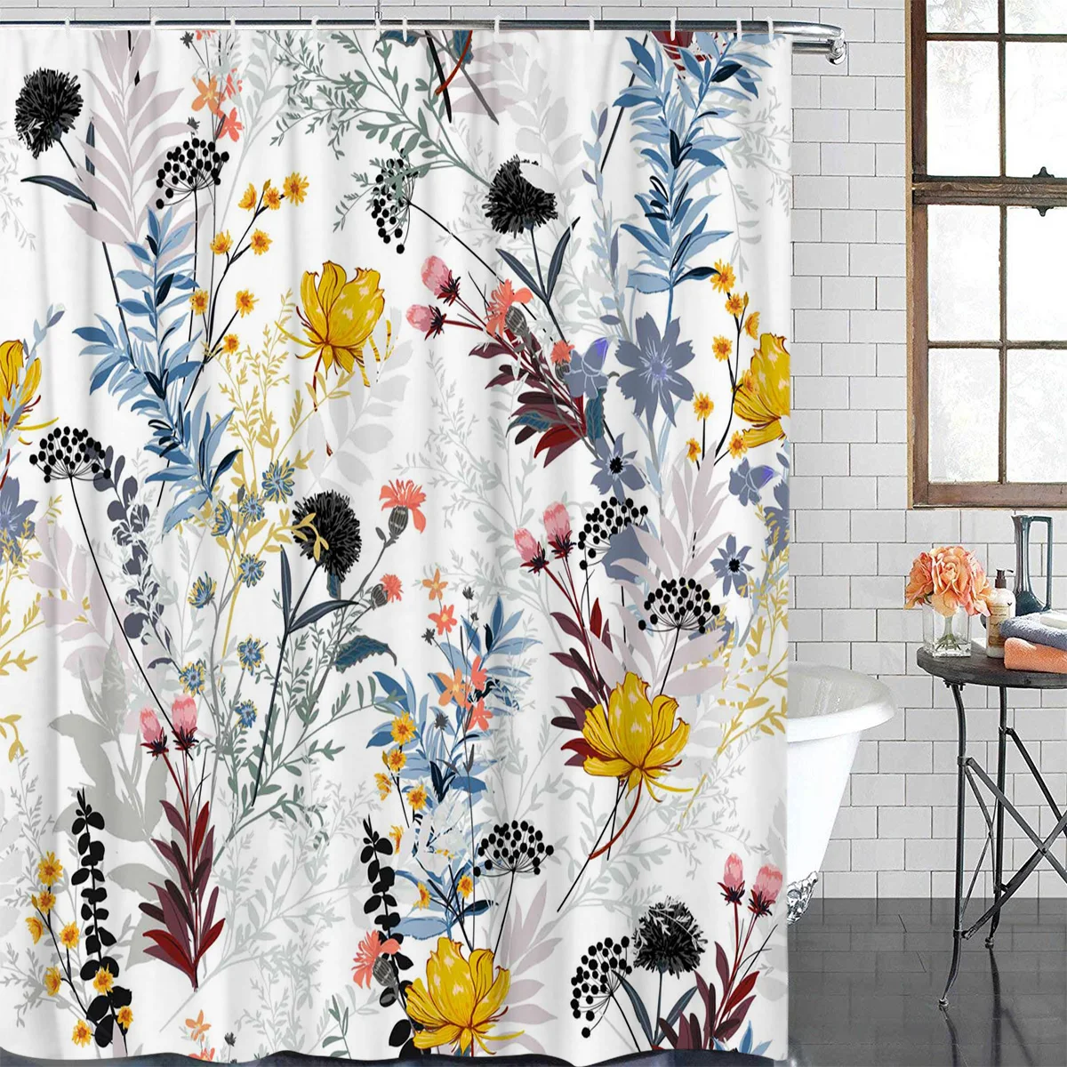 

Bathroom Waterproof Curtain Flower Plant Dandelion Leaves Fabric Shower Curtain Home Bathroom Decor Christmas Shower Curtain