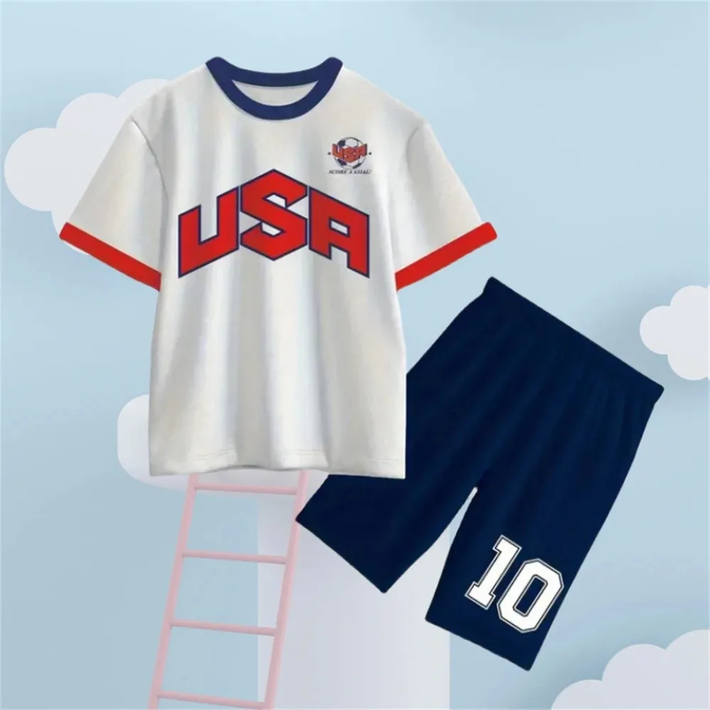 Children's Clothing Boys T-Shirt Set 3-12 Year Top and Bottom Clothes Set Basketball Soccer Fashion Summer Wear Sport Uniforms kids clothing set,kids t shirt,basketball suit,kids sports suit,boys clothing set,children sports suit