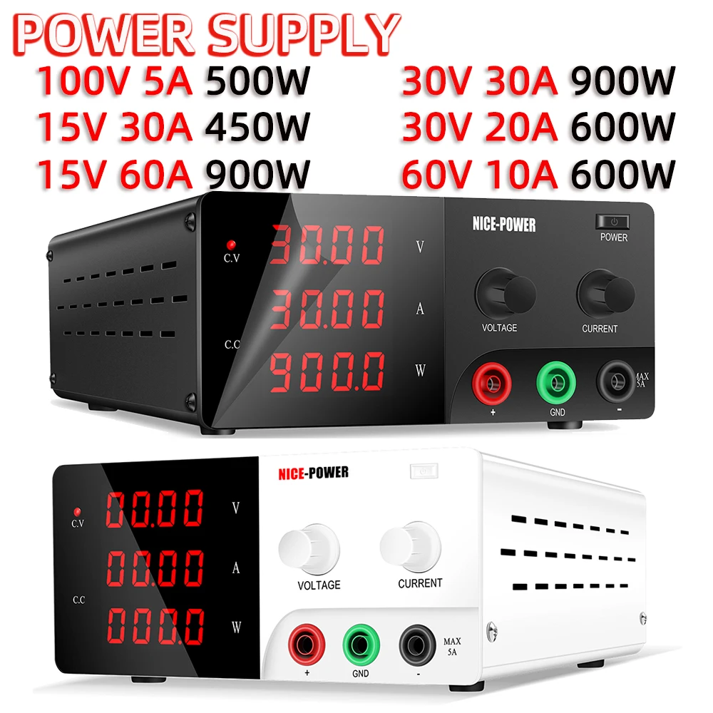 

30V 30A Adjustable DC Lab Power Supply 60V 10A 20A 100V 5A Programmable Bench Power Source Stabilized Workbench 100W-900W