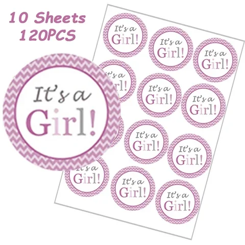 

120PCS Round Sticker Label Gender Reveal Baseball Stickers Newborn Baby Shower Party Favor Candy Box Gift It's A Boy/It's A Girl