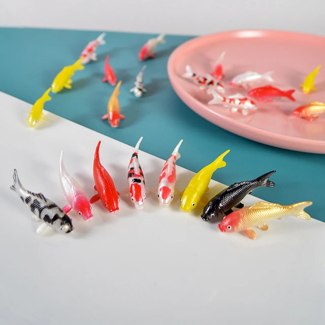 10PCS Mini Fish Figurines Super Small Kawaii Artificial Resin Red