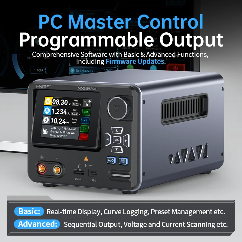 IPS3608 36V 8A 285W Intelligent Tool for Lab and DIY, Curve Display, Type-C & US