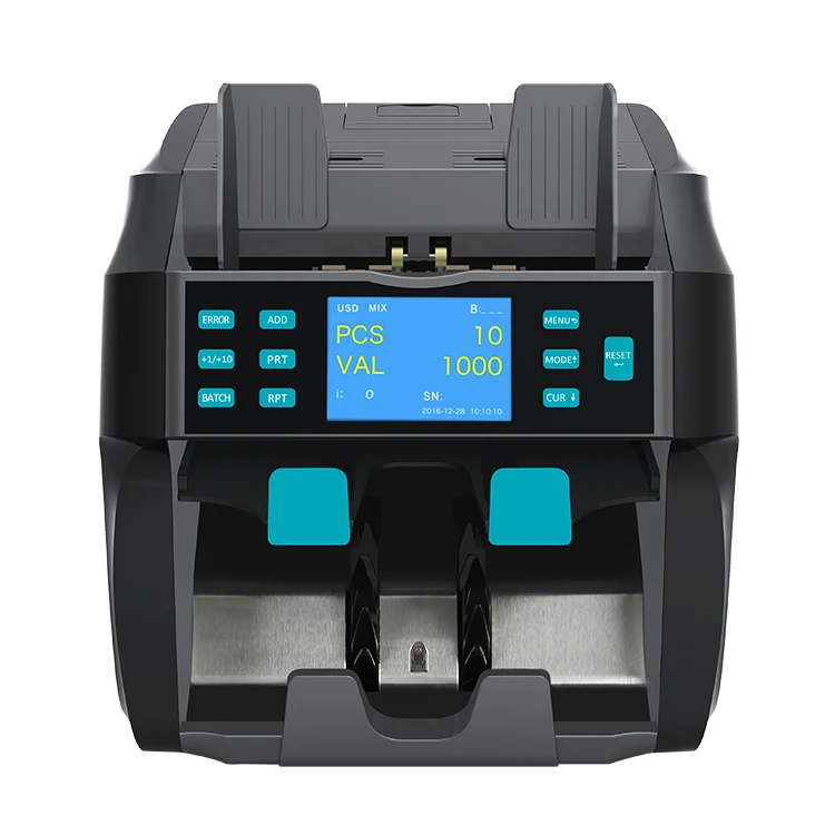 

two-pocket two-CIS Mixed Value Bill banknote money cash currency counting machine counter and sorter