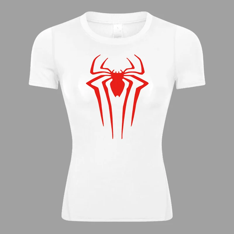 Spider Print Short Sleeve Compression Shirt for Women Athletic Running Workout Yoga T-Shirt Tees Baselayer Tops Gym Sports Gear - Image 3