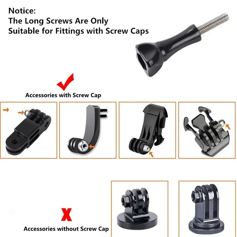 Long Thumbscrew Set Compatible for GoPro 13 12 11 10 9 8 Sport Cameras Easily Tighten and Loosen Screws Stainless Steel 5