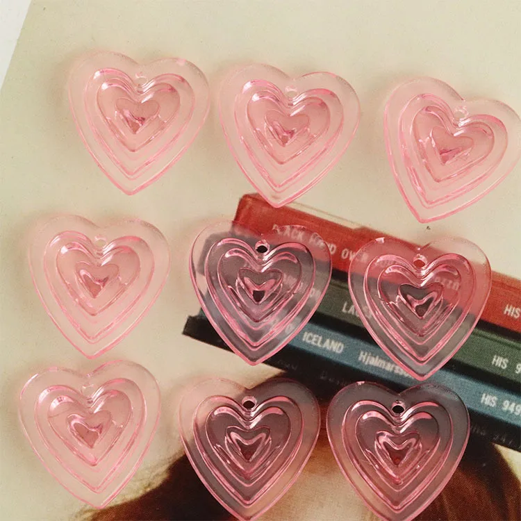 

10pcs Pink Love Heart Pendant Charms Transparent Acrylic DIY Pendants Necklace Earrings Jewelry Making Findings Accessories