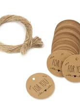  Round Label 100pcs Kraft Paper Gift Tag Clothes Hanging Tag Etiquette Handmade Label Packaging Decoration Tag 