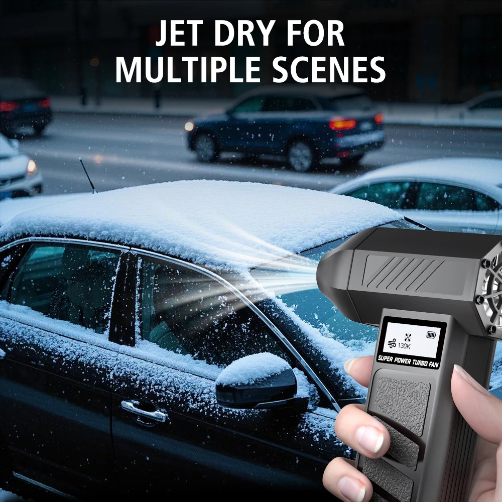 Portable Car Fan 130000RPM For Blowing Snow Removal 4 Gears Cleaning Blower Tool Turbo Jet Fan Rechargeable Electric Air Duster