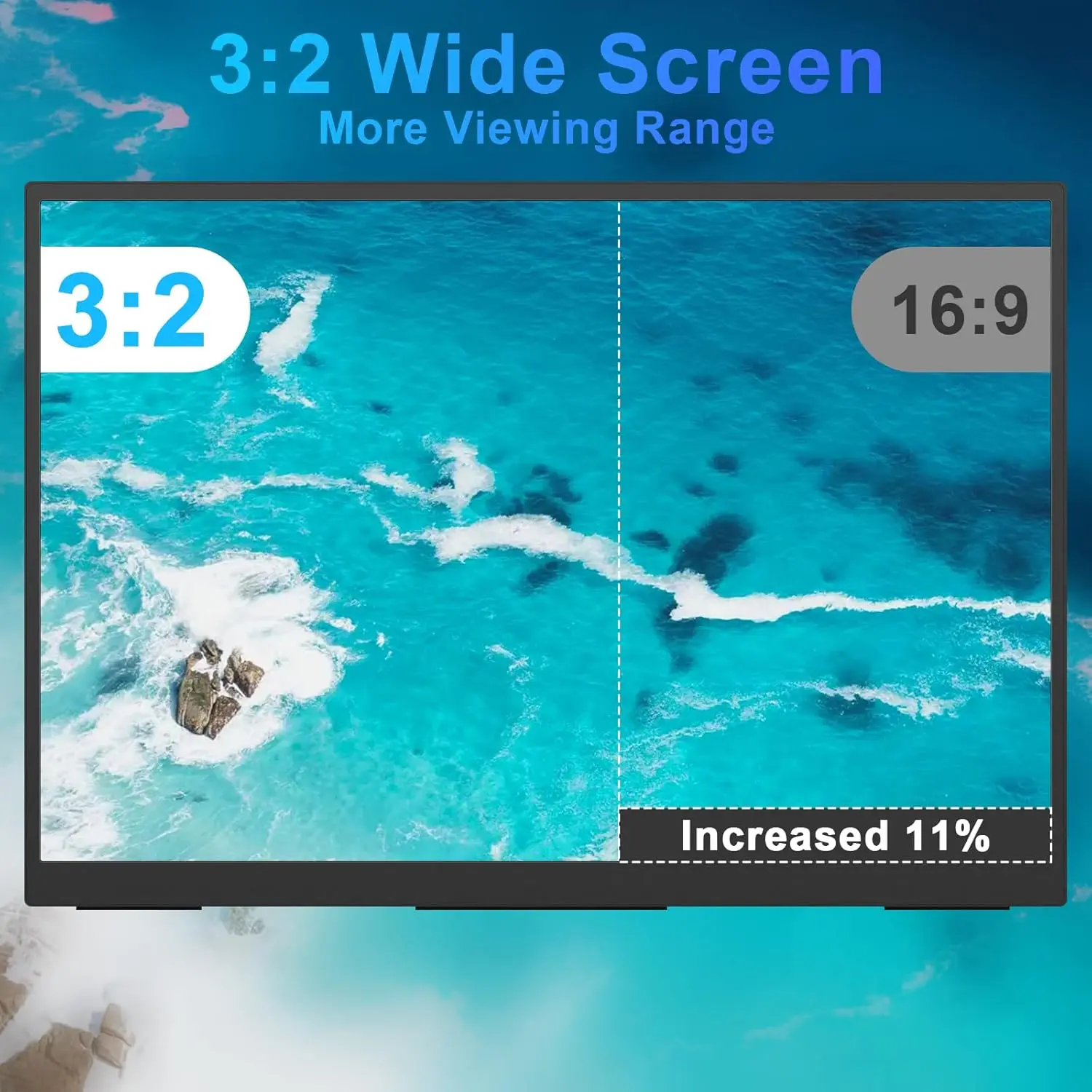 UPERFECT 450Nits 10.5 인치 휴대용 감시자 IPS FHD 1280P 100%SRGB 3:2 낮은 파란 빛 게임 스크린 FHD 매우 슬림 소형 노트북 맥 Xbox PS4/5 스위치 HDMI US