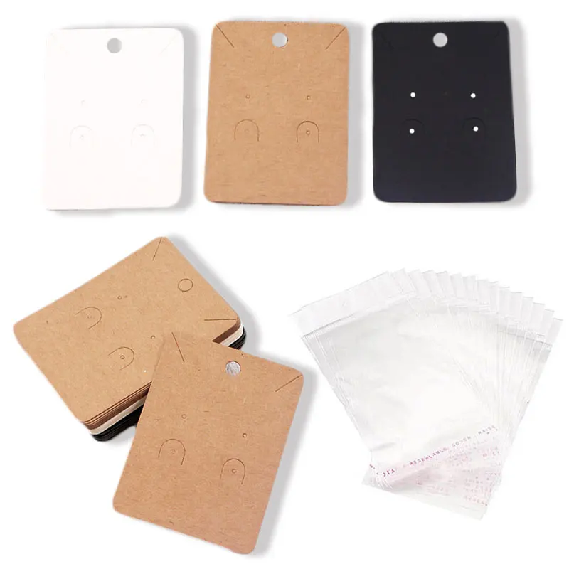 50pcs/lot Necklace Earrings Display Cards 5.8x7.8cm Blank Kraft Paper Cards for Handmade Jewelry Retail Packaging Cardboard 50pcs lot earrings necklace display cards white paper card for handmade women jewelry storage packaging retail price tags label