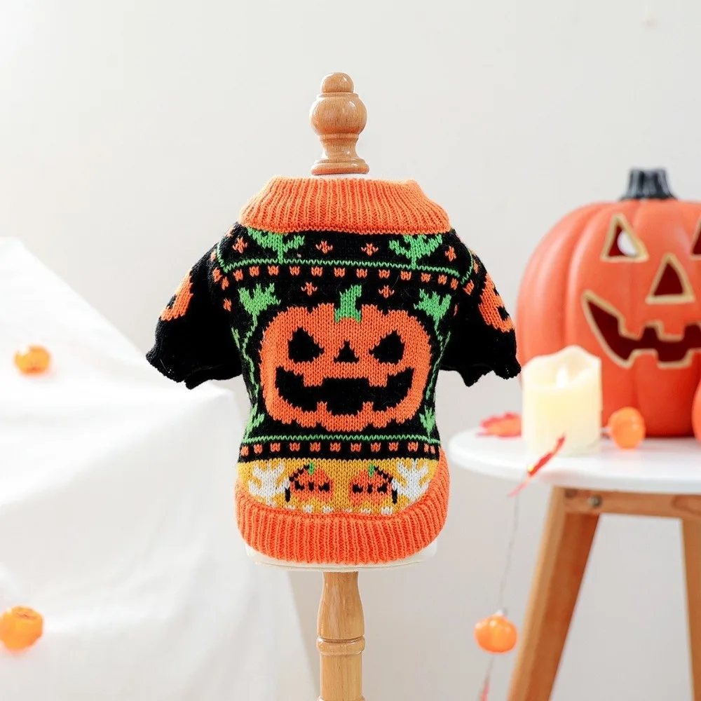 Suéter Halloween Para Cães Vehomy - Gola Rolê Com Estampas Fofas De Abóbora E Gatinho