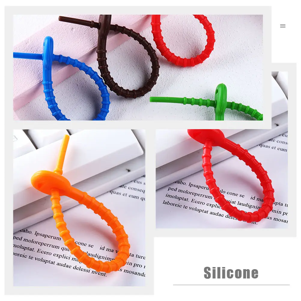 12Pcs 실리콘 케이블 타이 USB 충전 케이블용 재사용 가능한 조절 가능한 코드 정리기 이어폰 노트북 전화 데이터 와이어 데스크탑