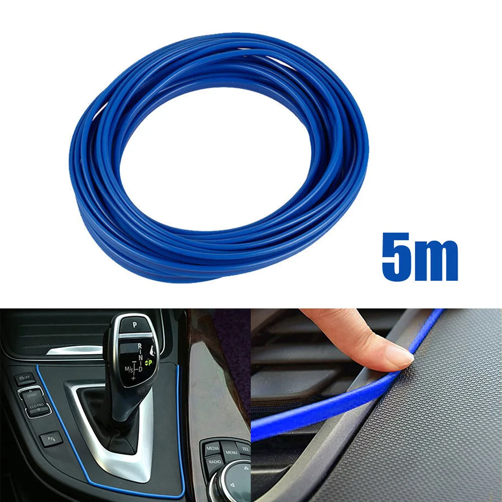 Bande de garniture de style de voiture bleue, ligne de moulage décorative, espace de porte flexible, accessoires automobiles, pièces intérieures, 5m