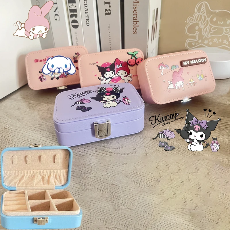 

Sanrio Cinnamoroll Kuromi Mymelody мультяшная Запираемая шкатулка для хранения ювелирных изделий держатель для ювелирных изделий Органайзер для хранения демонстрации кольца ожерелья