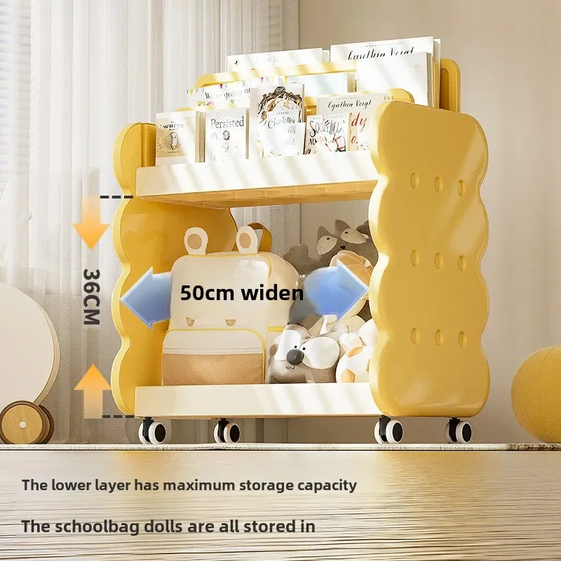 Creative Cheese Children's Bookshelf Living Room Toy Storage Cabinet Double-layer Picture Book Reading Book Storage