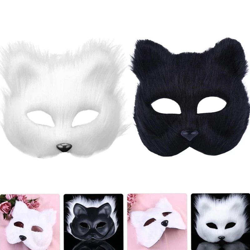 Fuchs Form Gesichtsmaske Pelzigen Katze Haar Tier Halloween Cosplay Karneval Party Maske Weihnachten Kostüm Requisiten Weibliche Nachahmung Spielzeug – Detail 10