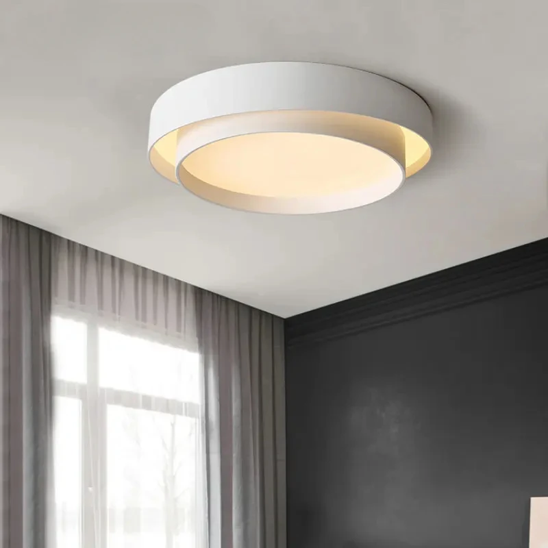 

SANDYHA Minimalist Round Led Ceiling Lamp for Bedroom Living Room Lustre Black White Home Decor Plafonnier Lighting Lampara