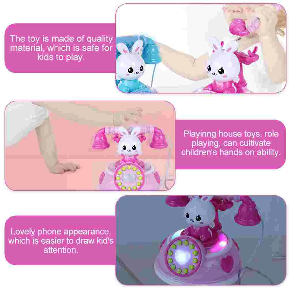 Toy Telephone Rotary Kids Play Children Plaything Pretend Landline Educational Fake Child Simulation Interactive Music Playhouse 6
