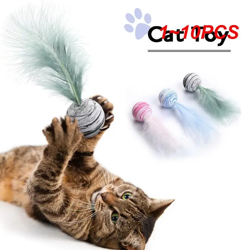 

1 ~ 10 шт. игрушечный мяч для кошек, перо, забавная игрушка для кошек, Звездный мяч, шарик с перьями из пенопласта, бросающие игрушки, искусственные игрушки, товары для домашних животных