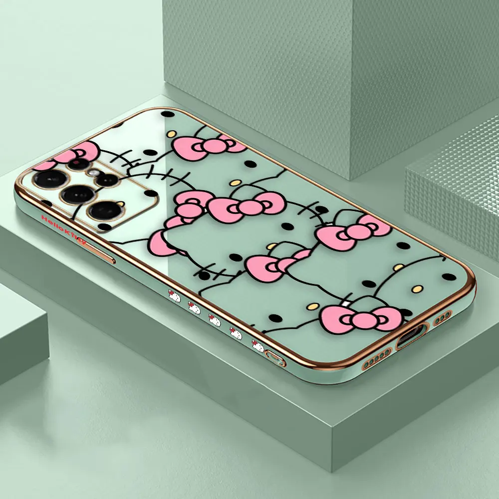 thumbnail image 1 of Smooth E-TPU Phone Case For Samsung Galaxy S24 S23 S22 S21 S20 FE S10 S9 A01 A02 A03 PLUS ULTRA 5G Case Pink Art Hello Kitty Cat, 1 of 5