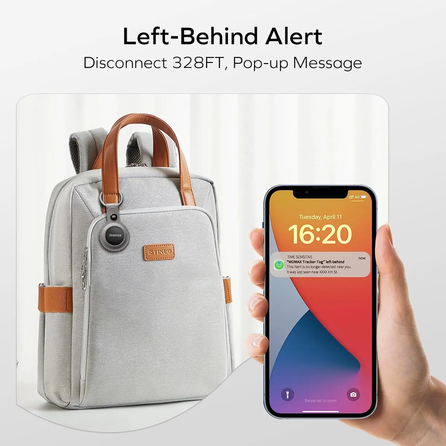 MOMAX Tracker Tag Lost Key Finder Works with Apple Find My APP Sound Location Locator Pintag for Luggage Suitcase Wallet Pet Kid