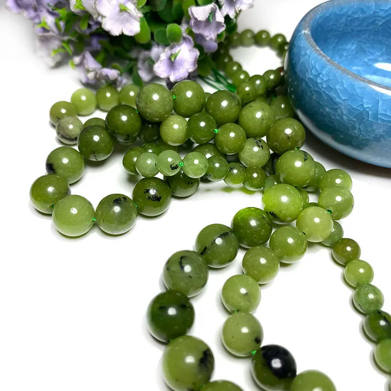 AAA 100% Natural Round Chinese Jade Beads Stone Beads For Jewelry Making  DIY Bracelet Necklace 4/6/8/10/12 mm Strand 15