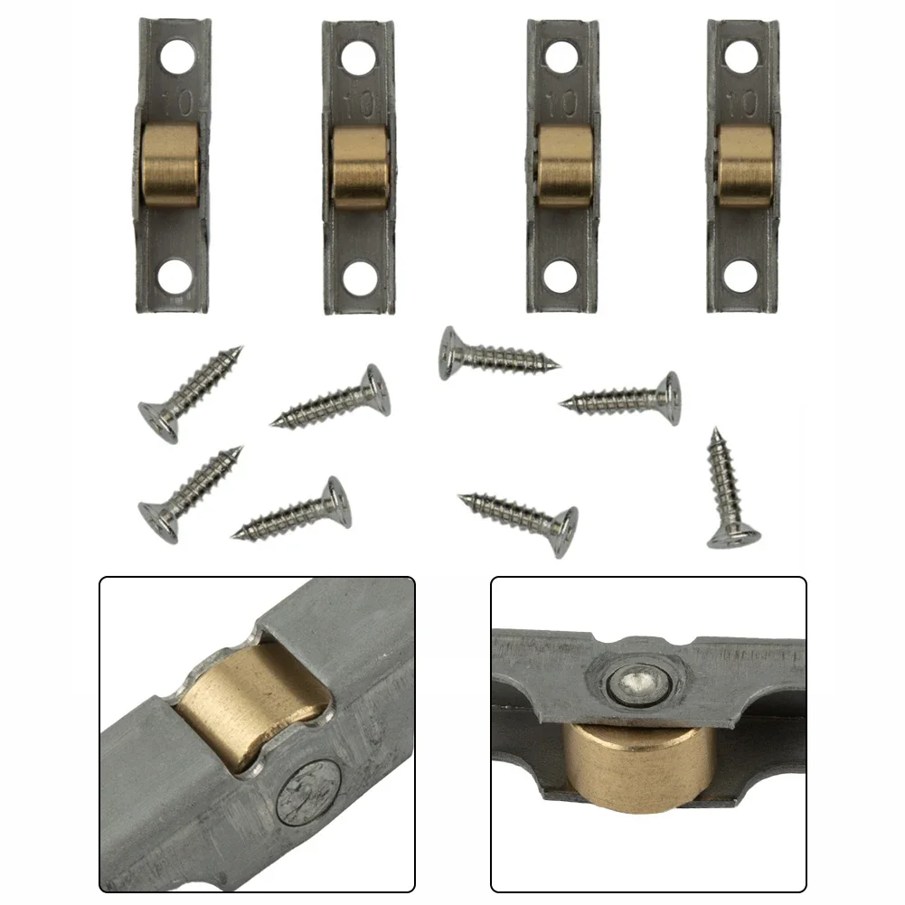 4Pcs Stainless Steel Shutter Pulley Roller Sliding Door Roller Runner Wheel Track Pulley for Furniture Door