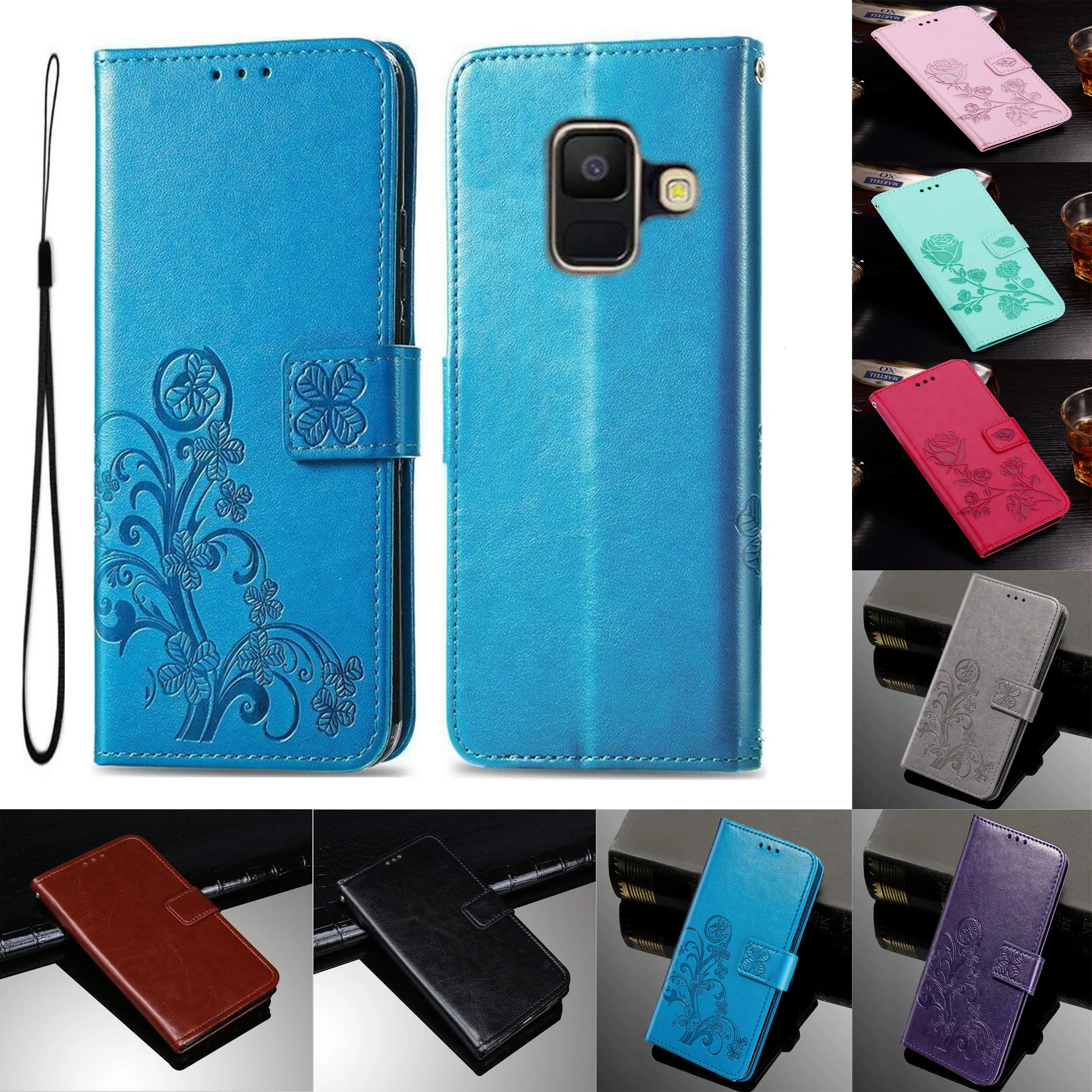 Flip Cover Leather Case For Samsung Galaxy A6 2018 A 6 Plus A6plus SM ...