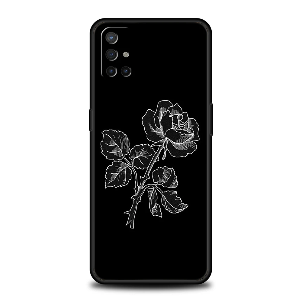 Elegant Black Floral Silicone Phone Case – Durable Protective Cover